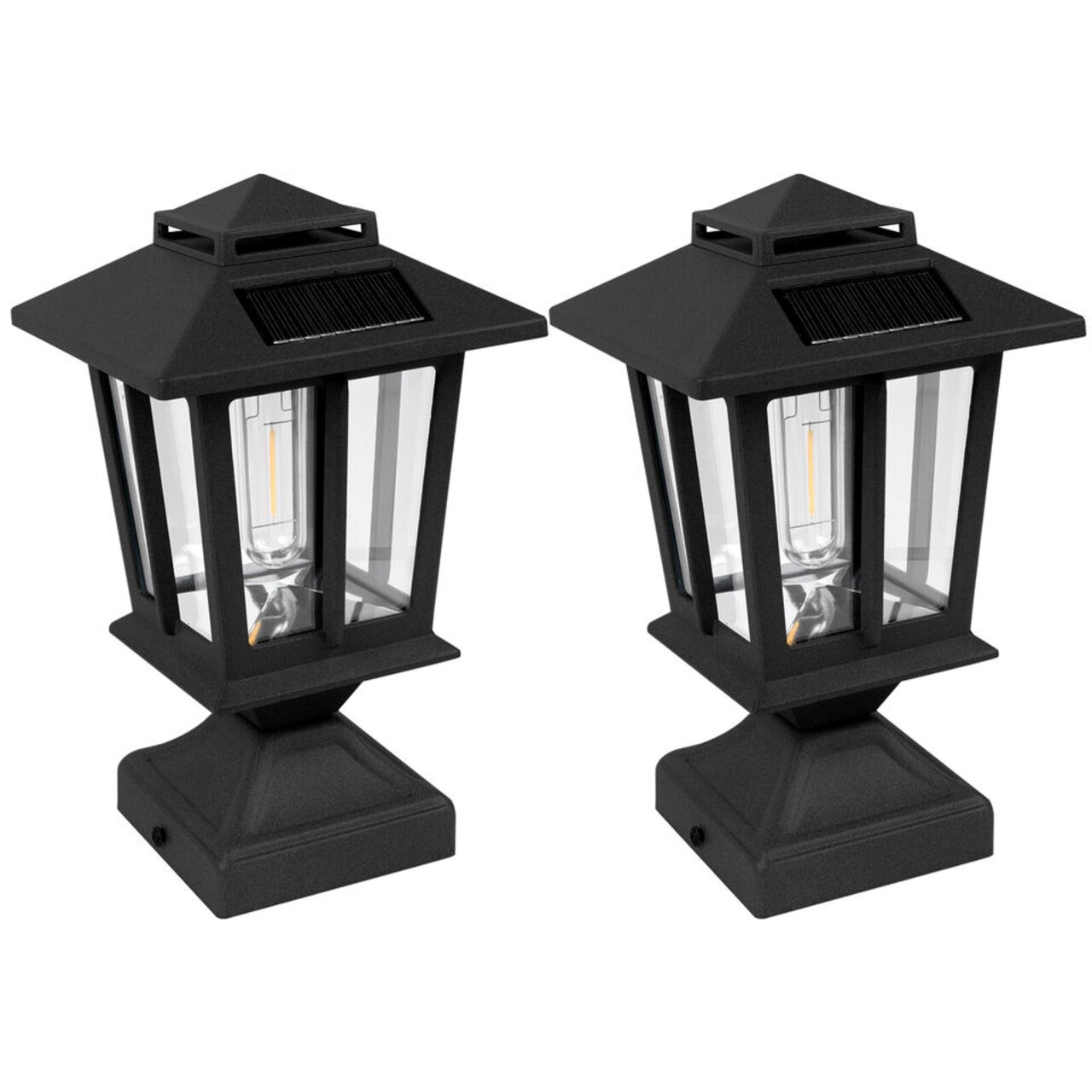 2pack Solar Post Lantern Waterproof Outdoor Deck Fence Post Cap Light for Garden Lawn